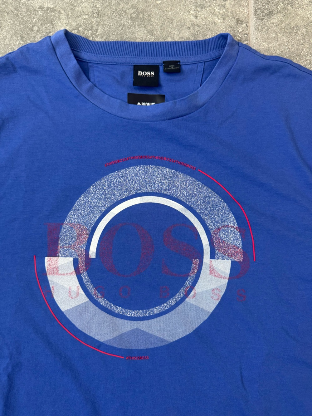 BOSS Hugo boss Bionic blue logo T-Shirt pre owned - Picture 2 of 7